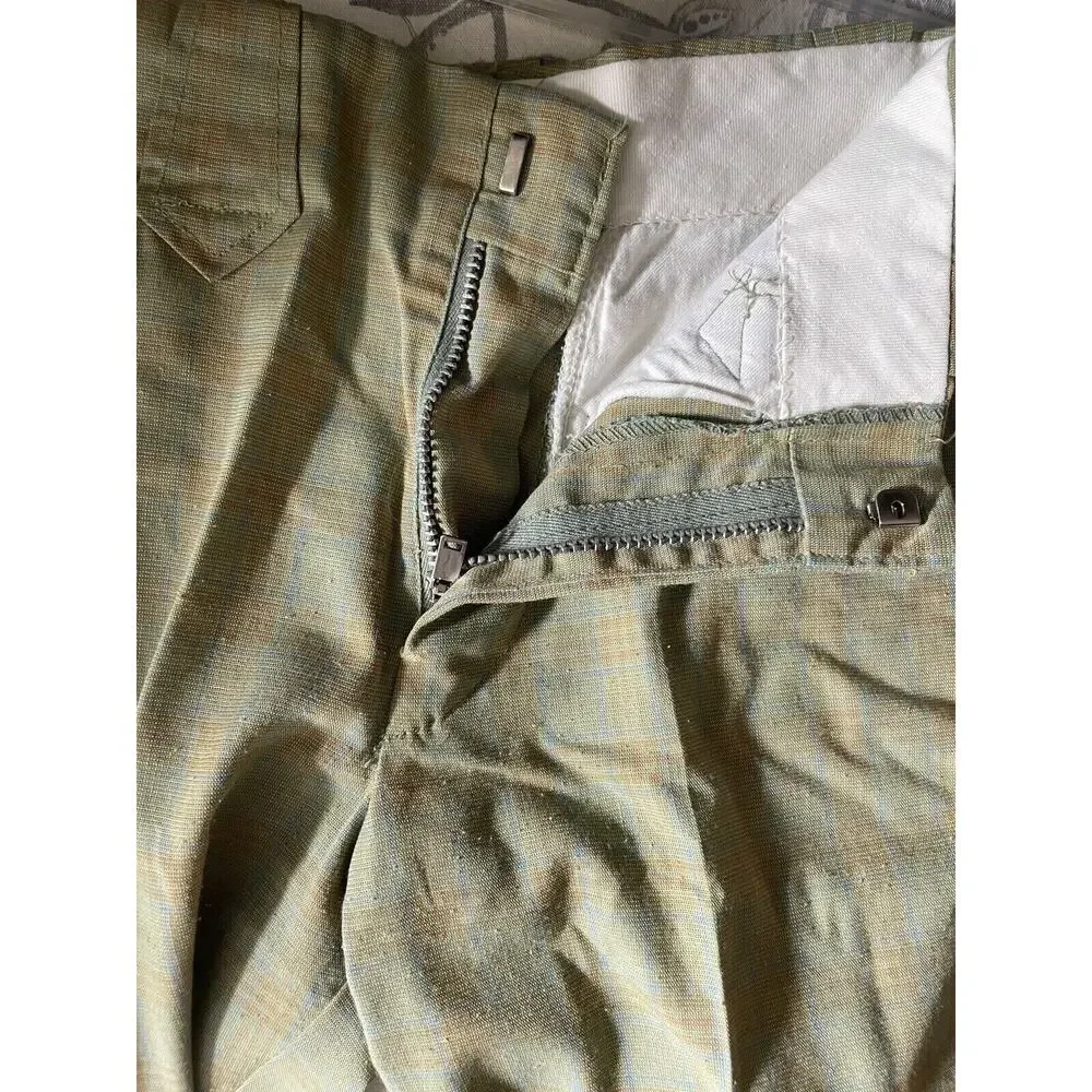 Vintage 60s 70s Little Boys Bell Bottom‎ Pants Green Plaid